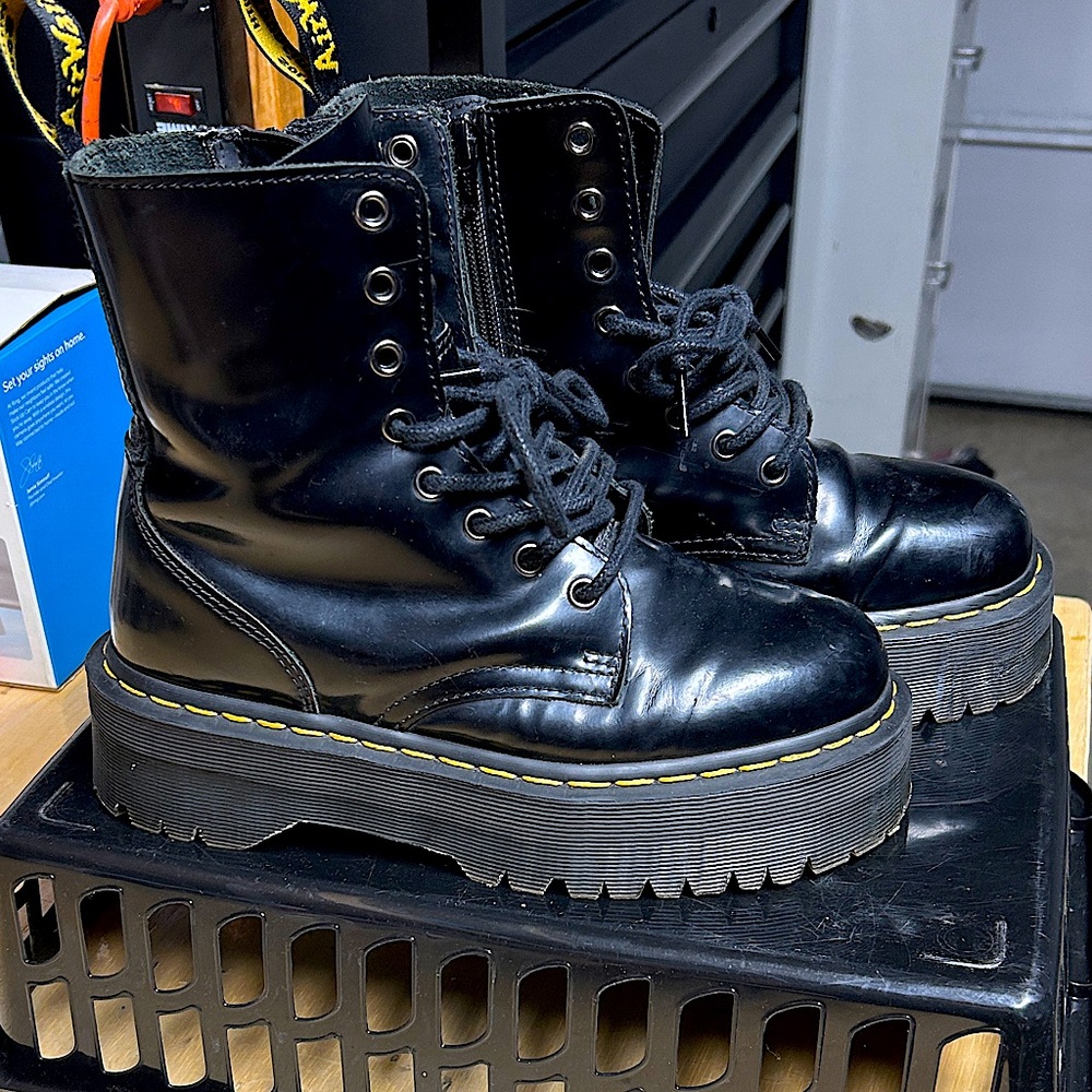 Dr. Martens Shiny Black Platform Boots